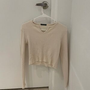 Brandy Melville Cream Ribbed Long Sleeve